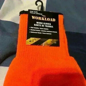 Workload gloves neon orange warm inside  reinforced thumb